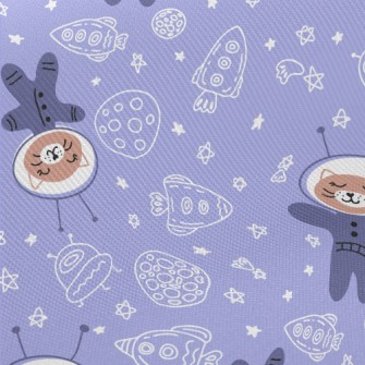 Cat Floating In Space Midweight Cotton Poplin