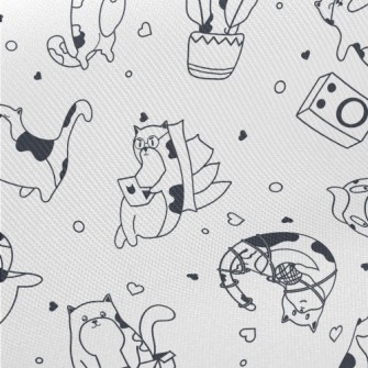 Simple Cute Cats Midweight Cotton Poplin