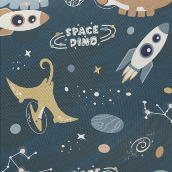 Dinosaurs Floating In The Beau Midweight Cotton Poplin