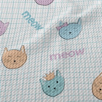 Plaid With Crown Cat Birdseye Piqué