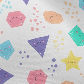 Smiling Cute Geometric Figures Chiffon