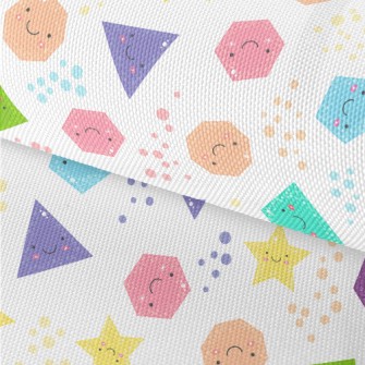 Smiling Cute Geometric Figures Waterproof Oxford