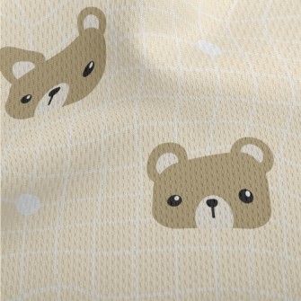 Square Cute Bear Grid Athletic Mesh Flat Back