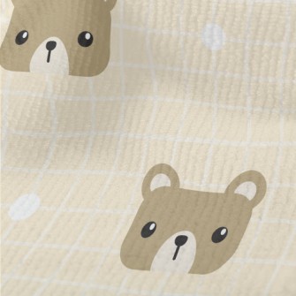 Square Cute Bear Grid Terry