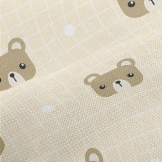 Square Cute Bear Grid Performance Linen