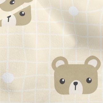 Square Cute Bear Grid Micro Fleece