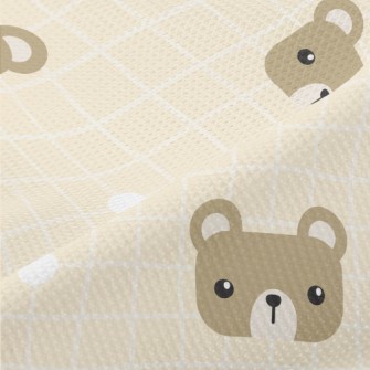 Square Cute Bear Grid Piqué