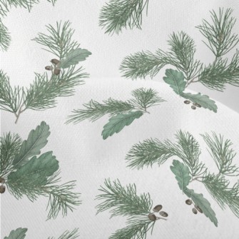 Realistic Hand Drawn Pine Leav Lightweight Performance Linen