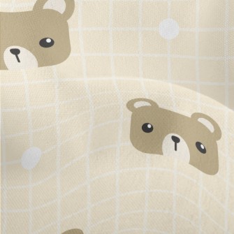 Square Cute Bear Grid Lightweight Performance Linen