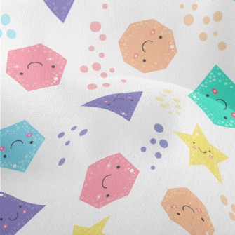 Smiling Cute Geometric Figures Lightweight Performance Linen