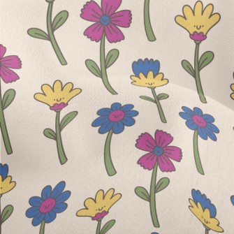 Cute Silly Flowers Lightweight Performance Linen