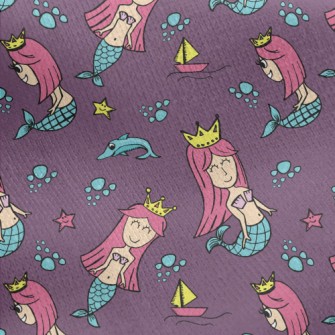 The Mermaid Princess Swimming  Jersey Backed Fleece