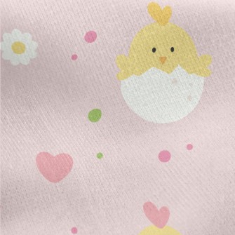 Cute Round Little Chicken Jersey Backed Fleece