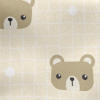 Square Cute Bear Grid Jersey Backed Fleece