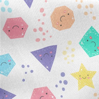 Smiling Cute Geometric Figures Jersey Backed Fleece