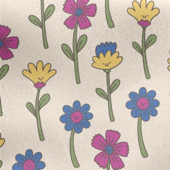 Cute Silly Flowers Jersey Backed Fleece