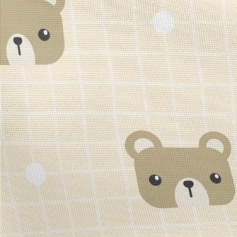 Square Cute Bear Grid Pongee