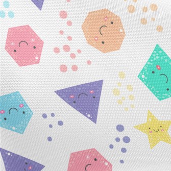 Smiling Cute Geometric Figures Pongee