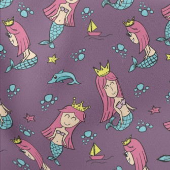 The Mermaid Princess Swimming  Lightweight Cotton Poplin