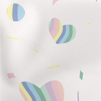 Colorful Hand Drawn Love Heart Lightweight Cotton Poplin