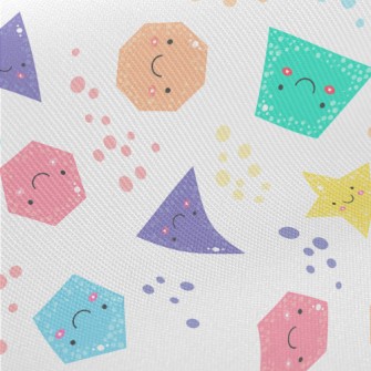 Smiling Cute Geometric Figures Midweight Cotton Poplin