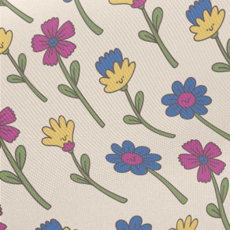 Cute Silly Flowers Midweight Cotton Poplin