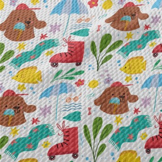 Dog Holding Ice Cream Birdseye Piqué