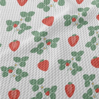 Plants Bearing Fresh Strawberr Birdseye Piqué