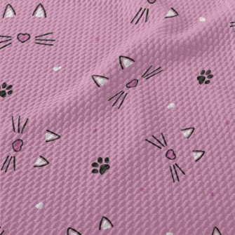 Cute Loving Cat Face Birdseye Piqué