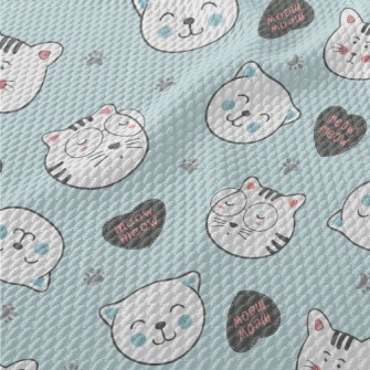 Cute Cats In Different Shapes Birdseye Piqué