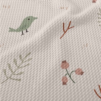 Simple Hand Drawn Birds And Fl Birdseye Piqué