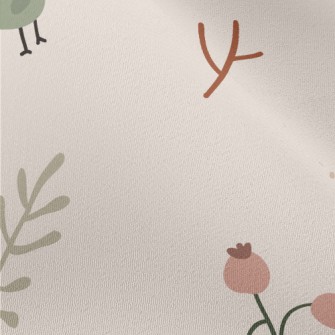 Simple Hand Drawn Birds And Fl Chiffon