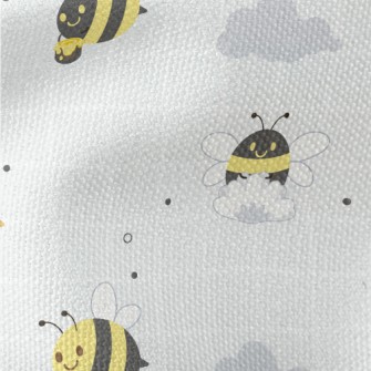 Gray Plaid With Cute Bees Waterproof Canvas