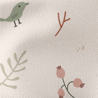 Simple Hand Drawn Birds And Fl Waterproof Canvas