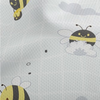 Gray Plaid With Cute Bees Athletic Mesh Flat Back