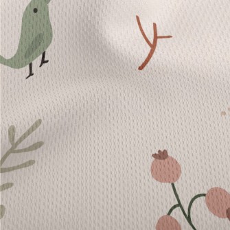 Simple Hand Drawn Birds And Fl Athletic Mesh Flat Back