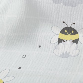 Gray Plaid With Cute Bees Terry