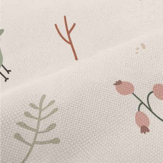 Simple Hand Drawn Birds And Fl Performance Linen