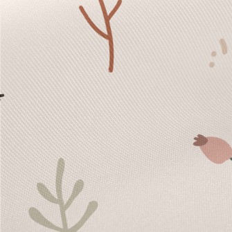 Simple Hand Drawn Birds And Fl Twill