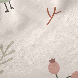 Simple Hand Drawn Birds And Fl Minky