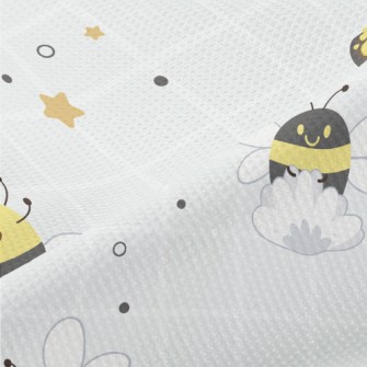 Gray Plaid With Cute Bees Piqué