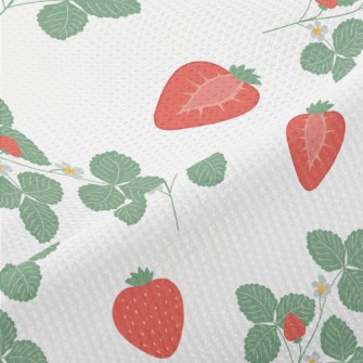 Plants Bearing Fresh Strawberr Piqué