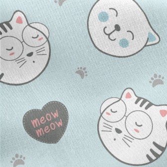 Cute Cats In Different Shapes Jersey Backed Fleece