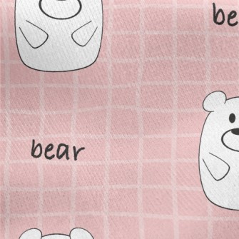 Pink And Cute White Bear And P Jersey Backed Fleece