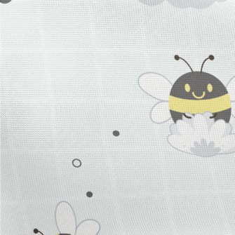 Gray Plaid With Cute Bees Pongee