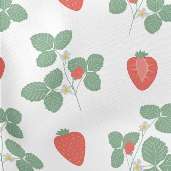 Plants Bearing Fresh Strawberr Lightweight Cotton Poplin