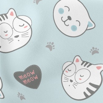 Cute Cats In Different Shapes Lightweight Cotton Poplin