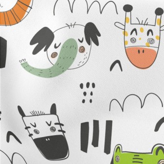 Simple Sleeping Animals Lightweight Cotton Poplin