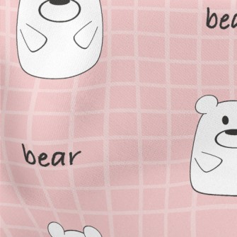 Pink And Cute White Bear And P Lightweight Cotton Poplin