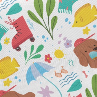 Dog Holding Ice Cream Midweight Cotton Poplin